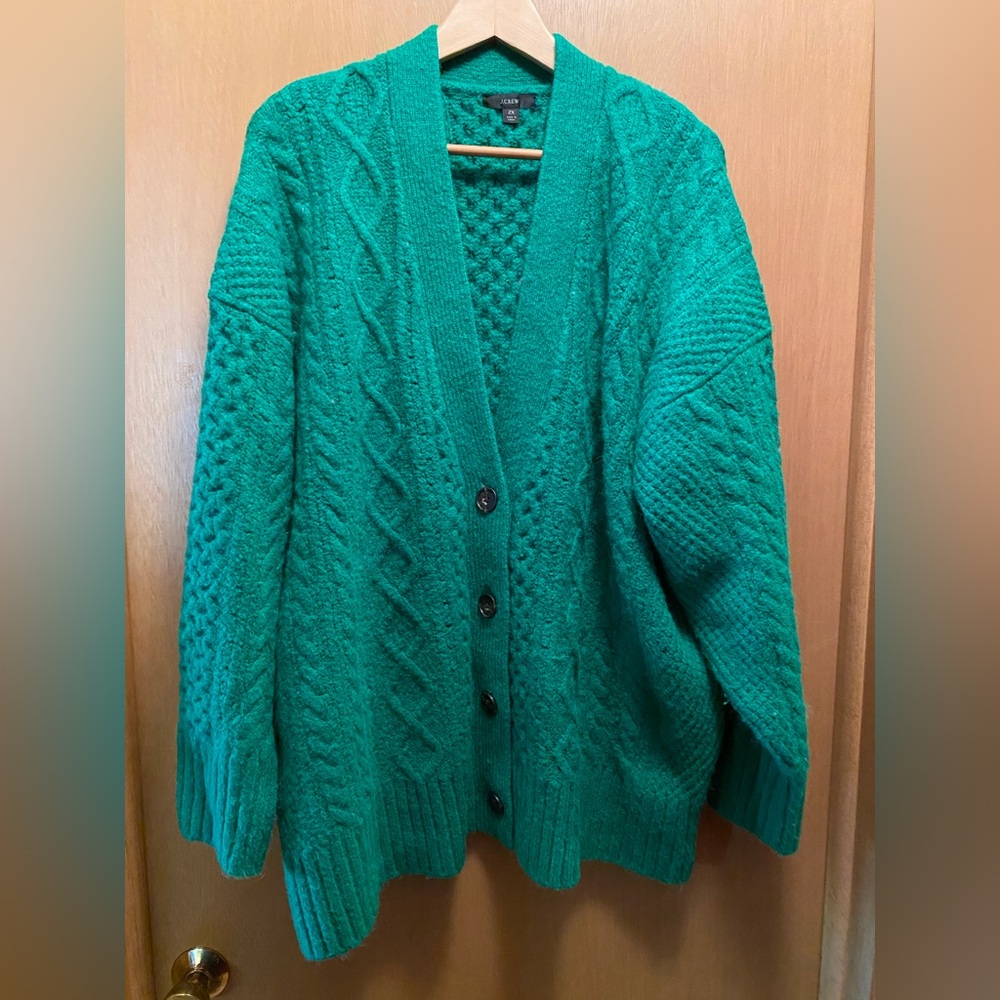 J. Crew oversized V neck cable knit cardigan women’s plus size 2X